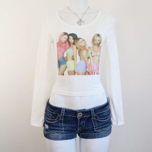 y2k spring breakers long sleeve white graphic indie sleaze top